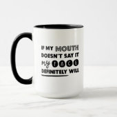 私のもし口はそれを言わない、私の顔は言うおもしろい マグカップ (左)
