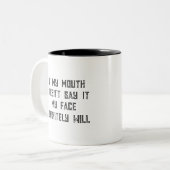 私のもし口は絶対に私の顔が言わない ツートーンマグカップ (正面左)