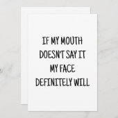 私のもし口は言わない私の顔はおもしろカード 招待状 (正面/裏面)