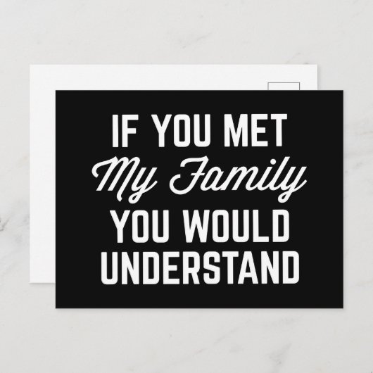 私のもし家族の引用文に会ったおもしろい ポストカード (正面/裏面)