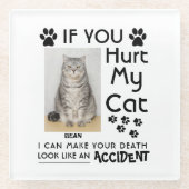 私のもし猫を傷つけたら、死ぬまで足を踏ませられる ガラスコースター (正面)