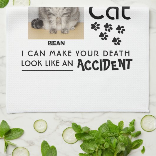 私のもし猫を傷つけたら、死ぬまで足を踏ませられる キッチンタオル (折り畳み)