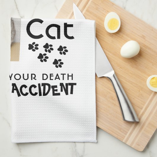 私のもし猫を傷つけたら、死ぬまで足を踏ませられる キッチンタオル (四つ折り)