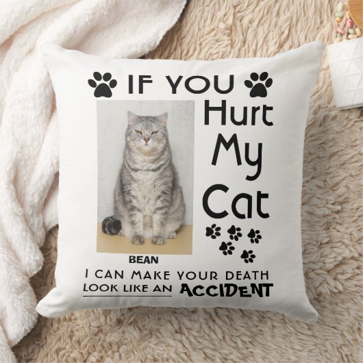 私のもし猫を傷つけたら、死ぬまで足を踏ませられる クッション (ブランケット)