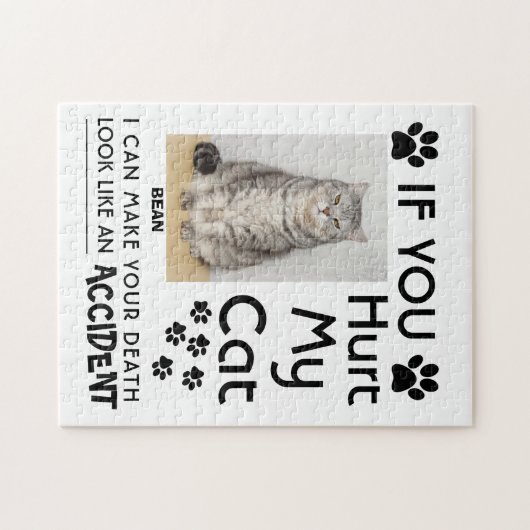 私のもし猫を傷つけたら、死ぬまで足を踏ませられる ジグソーパズル (横)