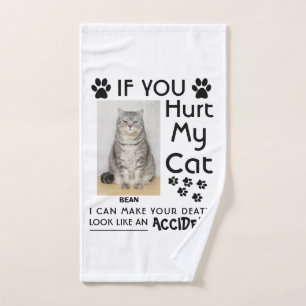 私のもし猫を傷つけたら、死ぬまで足を踏ませられる ハンドタオル