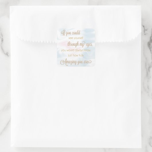 私のもし目のステッカーから自分の姿が見えた スクエアシール (バッグ)