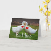 私のものになってくださいダックのバレンタイン カード (黄色い花)