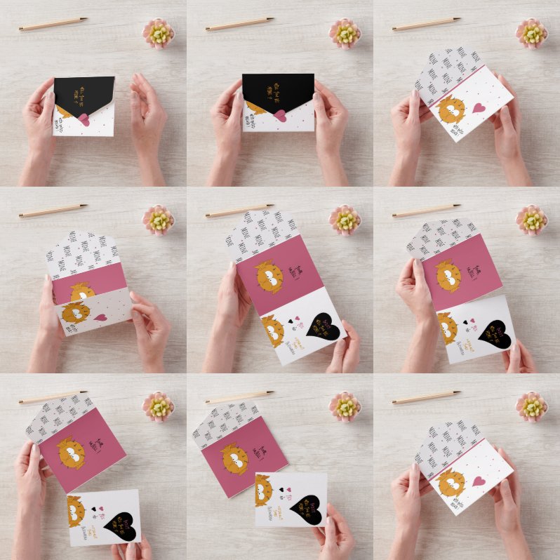 私のものになってくれる？フッファーフィッシュの愛 + バレンタインカード オールインワン招待状