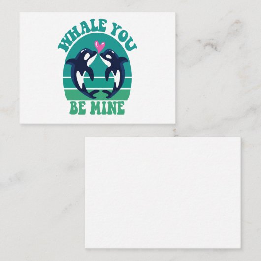 私のものになって!おもしろいクジラとイルカのカップル バレンタインギフト ノートカード (正面/裏面)