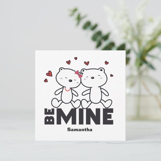 私のものになって - かわいいバレンタインデーのためのパーソナライズされたモダンギフト シーズンカード (スタンド正面)