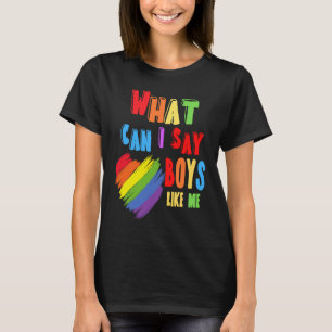 私のような男の子を言うことができることレインボーハートLGBT Pri Tシャツ