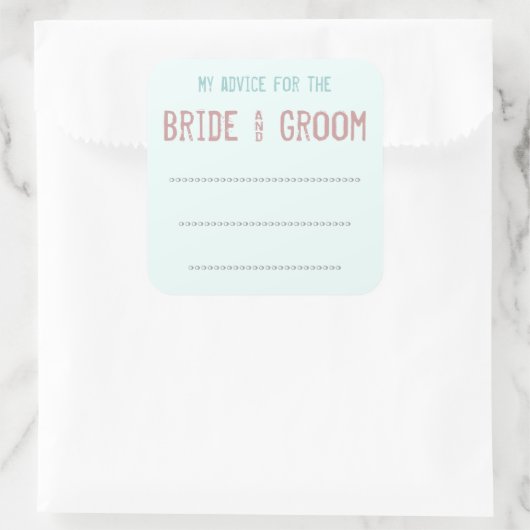 私のアドバイスの花嫁&花婿ステッカー スクエアシール (バッグ)