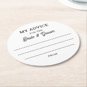 私のアドバイスは新郎新婦。シンプル結婚の ラウンドペーパーコースター (アングル)