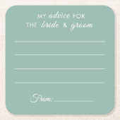 私のアドバイス新郎新婦おもしろいグリーン結婚ズ スクエアペーパーコースター (正面)