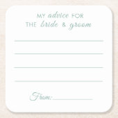 私のアドバイス新郎新婦おもしろいグリーン結婚ズ スクエアペーパーコースター (正面)