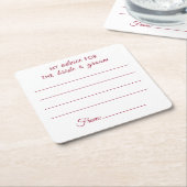 私のアドバイス新郎新婦のおもしろいレッドの結婚sq スクエアペーパーコースター (アングル)