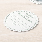 私のアドバイス新郎新婦のクラシックSage Green ペーパーコースター (アングル)