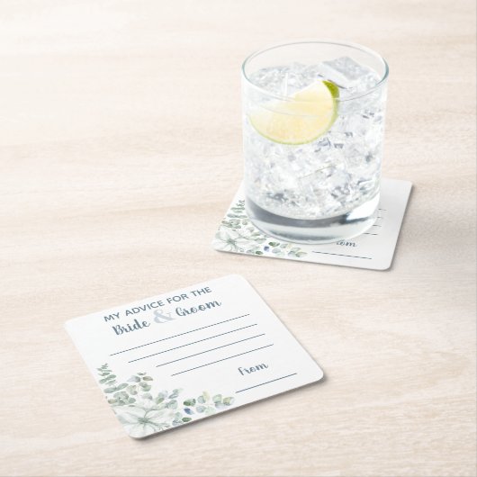 私のアドバイス新郎新婦の水彩用 スクエアペーパーコースター (インサイチュ)