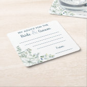 私のアドバイス新郎新婦の水彩用 スクエアペーパーコースター (アングル)