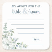 私のアドバイス新郎新婦の水彩用 スクエアペーパーコースター (正面)