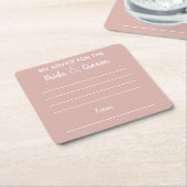 私のアドバイス新郎新婦ピンクおもしろい スクエアペーパーコースター (アングル)