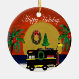 私のアートによるRVキャンパーのクリスマスオーナメント セラミックオーナメント