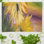 私のアートワークからのヒマワリ装飾用クッション キッチンタオル (折り畳み)