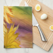 私のアートワークからのヒマワリ装飾用クッション キッチンタオル (四つ折り)