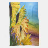 私のアートワークからのヒマワリ装飾用クッション キッチンタオル (縦)