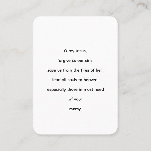 私のイエスは私たちの罪を許す祈りの言葉 名刺 (裏面)