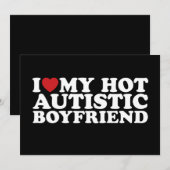 私のイケメン自閉症の彼氏を愛してる BF 自閉症 ハート 招待状 (正面/裏面)
