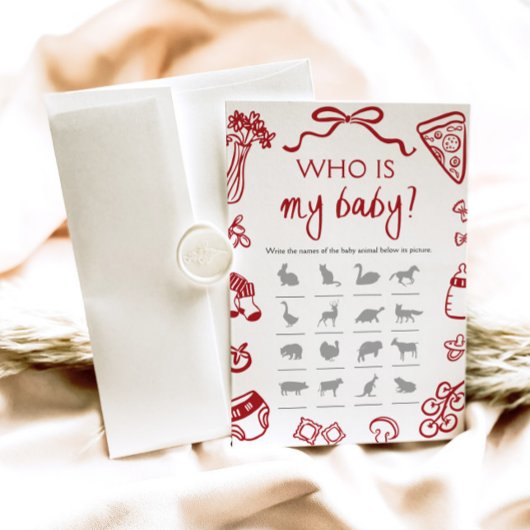 私のイタリアンベビーゲームである赤い手描きピザ 招待状