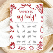 私のイタリアンベビーゲームである赤い手描きピザ 招待状