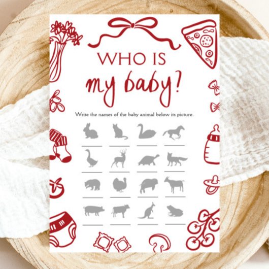 私のイタリアンベビーゲームである赤い手描きピザ 招待状