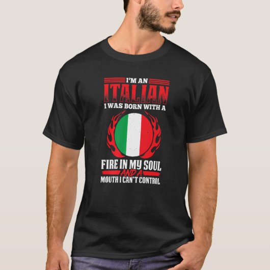 私のイタリアン心の中で火と口を持ったメンズ Tシャツ (正面)