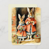 私のイラストレーションのクリスマスのヴィンテージ シーズンカード (正面/裏面)