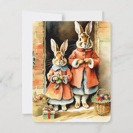 私のイラストレーションのクリスマスのヴィンテージ シーズンカード (正面)