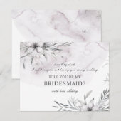 私のウェディングパーティにいてくれますか？ 水彩のソフトな花イラスト 招待状 (正面/裏面)
