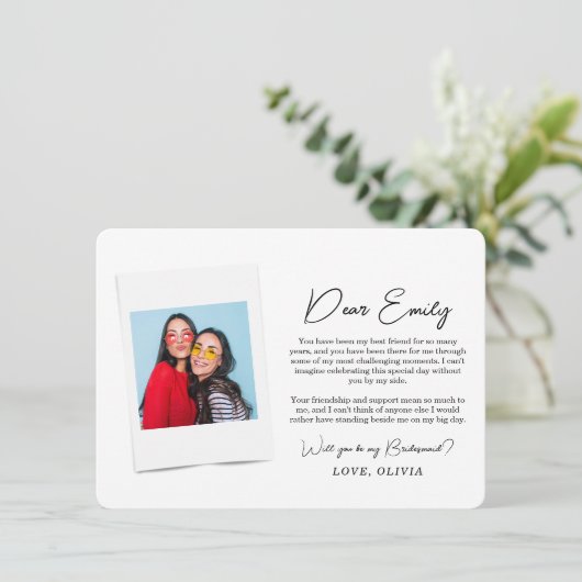 私のウェディングパーティにいてくれる？ - ウェディングパーティの写真カード 招待状 (スタンド正面)