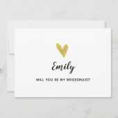 私のウェディングパーティにいてくれる？ エレガントなゴールドハートカード 招待状 (正面)