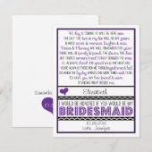 私のウェディングパーティにいてくれる？ パープル/ブラックの詩のカード 招待状 (正面/裏面)