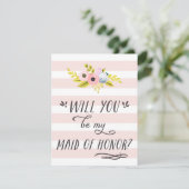 私のウェディングパーティにいてくれる？手描きカード 招待状 (スタンド正面)