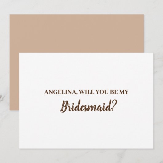 私のウェディングパーティにいてくれる？ 招待状 (正面/裏面)