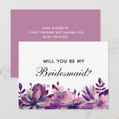私のウェディングパーティに来てくれる？ 紫とピンクの花 インビテーションポストカード (正面/裏面)