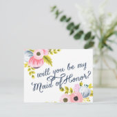 私のウェディングパーティーにいてくれる？（または「私の伴娘になってくれる？」) 手描きカード 招待状 (スタンド正面)