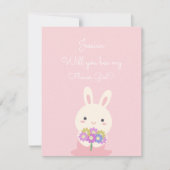 私のウェディングパーティーにいてくれる?フラワーガール ピンク 結婚式 招待状 (正面)