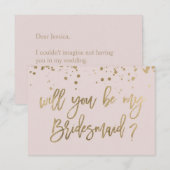 私のウェディングパーティーになってくれますか？ - ピンクゴールドのタイポグラフィ 招待状 (正面/裏面)