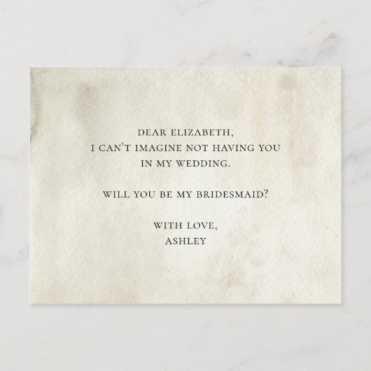 私のウェディングパーティーになってくれませんか？　サンキュー・ラスティックウェディング インビテーションポストカード (裏面)