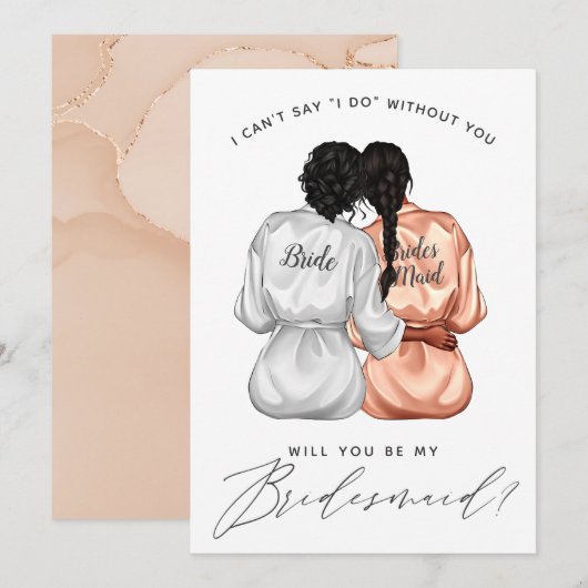 私のウェディングパーティーになってくれる？ シルクローブの女の子の招待状 招待状 (正面/裏面)